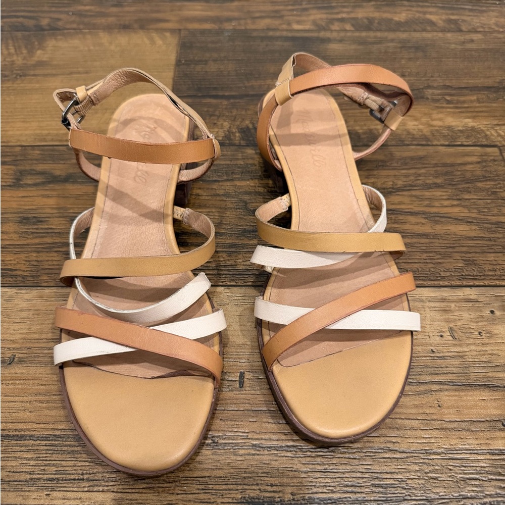 Madewell Tan and Cream Strappy Sandals